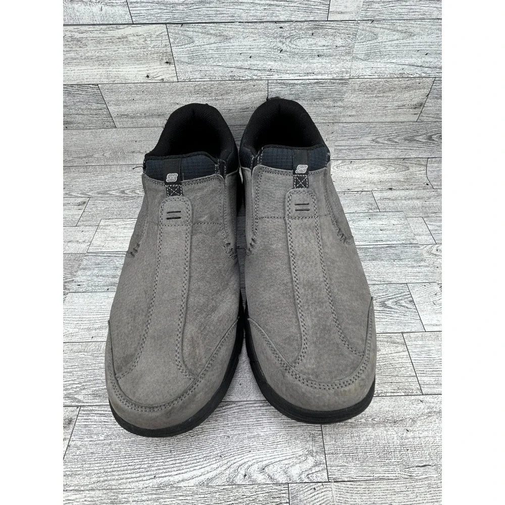 Skechers Men Relaxed Fit Memory Foam Slip On Leather Loafers Gray 51292 Size 14